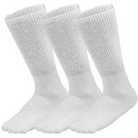 Falari 3-Pack Physicians Approved Diabetic Crew Socks Loose Fit Top Help Blood Circulation (9-11 Men/Women, 3-pack White)