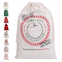 Fannybuy Santa Sack Personalized Bags Large Drawstring Canvas Burlap Bag Drawstring Delivery Extra Large Size 27.5"x19.5" (G)