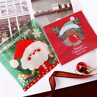 Shxstore Christmas Cellophane Cookie Packaging Bags Santa Claus Plastic Bakery Candy Biscuit Treat Party Favor Gift Bags, 200 Counts