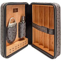 YXF-Cigar Humidors Cigar Box - Cigar Box Portable Leather Cedar Wood moisturizing Belt Cut Lighter (Color : B)