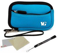 Baby Blue Trim Protective Soft Neoprene Cover Carrying Case Sleeve for Olympus T 10 T 110 TG 310 TG 610 TG 810 VG 110 VG 120 VG 320 VR 320 VR 330 Point and Shoot Digital Camera and Screen Protector