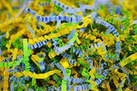 10 OZ Crinkle Paper Shred Filler for Gift Wrapping, 100% Recyclable Crinkle Paper Shred Filler for Gift Wrapping, Basket and Box Filling (10oz) (Asst. Blue, Green, Yellow)