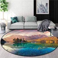 Nature Print Area Rug,Dreamy Wonderland Rurals Non-Slip Living Room Soft Floor Mat Diameter-47