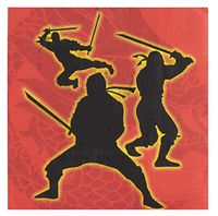 Cocktail Napkins - 150-Pack Luncheon Napkins, Disposable Paper Napkins Ninja Party Supplies for Kids Birthdays, 2-Ply, Unfolded 13 x 13 Inches, Folded 6.5 x 6.5 Inches