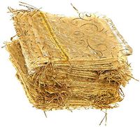 100pcs Drawstring Organza Gift Bags Wedding Favor Bag Jewelry Poches (Gold)