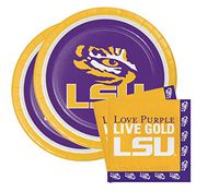 Louisiana State University Tigers Party Bundle 9" Plates (16) Napkins (16)