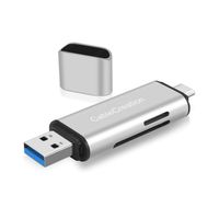 CableCreation Card Reader, 3 in 1 USB C & USB 3.0 OTG to SD and TF Portable Memory Card Reader Aluminum Adapter, Compatible with Thunderbolt 3, Laptop, Smartphone, Tablet, macOs, Windows, Linux