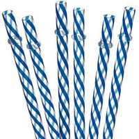 Dakoufish 12 Piece 9 Inch Reusable Plastic Thick Drinking Straws BPA Free Mason Jar Straws transparent small Stripe 6 Colors