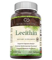 Nutri Essentials Lecithin 1200 mg 240 Soft Gels (Non-GMO)- Supports Brain & Nerve Functions* Promotes Heart Health* Supports Energy Metabolism*