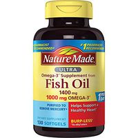 Nature Made Ultra Omega-3 Burpless Fish Oil 1400 mg Softgels w. Omega 3 1000 mg, 130 Count