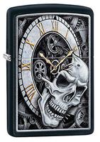 Custom Personalized Skull Clock Design Zippo Windproof Lighter Free Engraving #29854