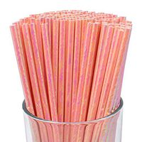 Just Artifacts Iridescent Decorative Party Paper Straws (100pcs, Pink)