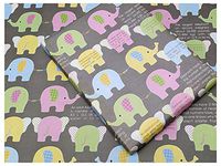 eVincE Large Thick Cute Elephant Gift Wrapping Paper | Colorful and Fun Facts for Kids Animal Theme Birthdays | Thoughtful Purpose to wrap Gifts | Set of 25 (50 x 70 cms) (Colorful Grey)