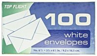 Top Flight Boxed Envelopes, 3.625 x 6.5 Inches, White, 100 Envelopes per Box (6900311)