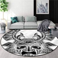 RUGSMAT Japanese Warm Soft Cotton Luxury Plush Baby Rugs,Vintage Japan Mask Coffee Table Mat Non-Skid Living Room Carpet Diameter-51