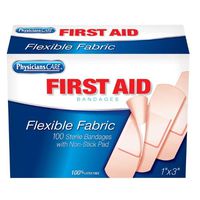 PhysiciansCare First Aid Fabric Bandages, Box of 100, 1" x 3