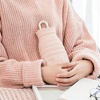 TODAYTOP Microwave Heating Hand Warmer Bag Mini Cute Silicon Bear Hot Water Bottle with Knit Cover Portable Hot Water Bottle