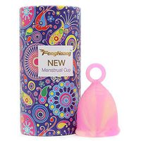 FENGHUANG Menstrual Cup with Ring for Beginners-Easy Removal-Soft Reusable Period Cup Tampon and Pad Alternative Regular Flow (Pink, Large)