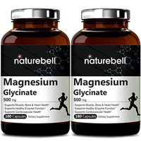 2 Pack NatureBell Magnesium Glycinate 500mg, 180 Capsules, Supports Muscle, Bone, Joint, Heart Health and Enzyme Function, No GMOs, No Gluten and Made in USA