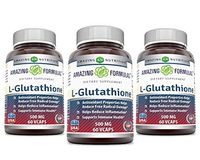 Amazing Formulas L-Glutathione, 500 Mg Veggie Capsules (60 Count) (Non-GMO) (Pack of 3)