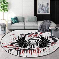 RUGSMAT Halloween Round Rug,Teddy Bones with Skull Face and Wings Dead Humor Funny Comic Terror Design Carpet Door Pad for Bedroom/Living Room/Balcony/Kitchen Mat,Diameter-35 Inch