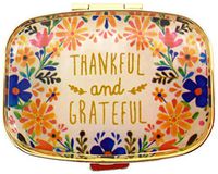 AmyZone Metal Pill Organizer Travel Friendly Portable Compact Pill Box 2 Compartments Pill Case to Hold Vitamins/Tylenol/Fish Oil/Supplements/Meds/Tablet for Purse/Pocket(Thankful and Grateful)