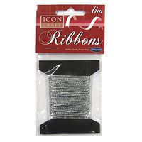 Icon Craft, Decorative Silver Slim Braided Ribbon - 6 Meters