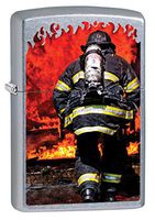 Zippo Lighter: Firefighter Battling Flames - Street Chrome 79953