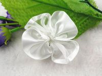 35pcs Organza Polyester with Cabbage Rose Flower Appliques Sewing Pick Color (White)