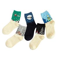 5 Pairs Women Ladies Cotton Christmas Santa Xmas Socks Set