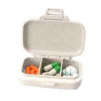 bjduck99 3/6 Slots Moisture-proof Pill Box Medicine Storage Case Travel Drug Organizer - Beige 3 Compartments