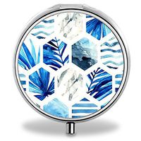 Leaf Pill Case, Round Stainless Drug Organizer Container Medicine Cover for Pocket Daily&Weekly