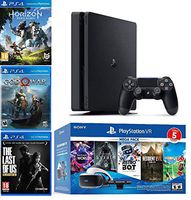 2019 Playstation 4 PS4 Slim 1TB Console + Playstation VR Headset + Camera + 8 Games Bundle (God of War; Greatness Awaits Astro Bot Rescue Mission; Everybody's Golf VR; Playstation VR Worlds etc)