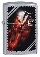 Zippo Skull and Flames Pocket Lighter, Street Chrome
