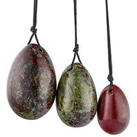 rockcloud Dragon Blood Yoni Eggs with String, Pack of 3 Massage Stones Natural Crystal Beads for Women to Train Pelvic Muscles Kegel Exercise