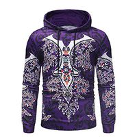 Men Hoodies Pullover Sale,deatu Clearance Mens Autumn Long Sleeve National Style Print Sweatshirt Top Tee Outwear(Purple,XXL)