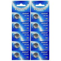 Eunicell CR1632 Lithium Blister Pack 3V 3 Volt Coin Cell Batteries (10 pcs)