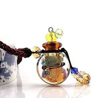 Coolrunner Crystal Aromatherapy Essential Oil Diffuser Necklace Glazed Glass Pendant Locket Jewelry Gift (Amber)