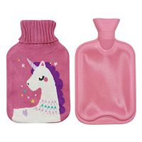 2 Liter Classic Rubber Hot Water Bottle with Cute Cartoon Knit Cover for Cramps Pain Relief