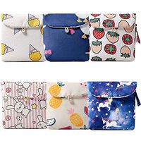 Cute Cotton Napkins Bag, Menstrual Cup Pouch, Nursing Pad Holder, Washable Organizer Storage, 6 Pcs