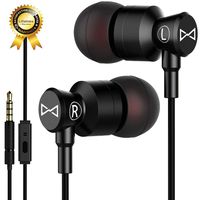 Marsno M1 Wired Metal in Ear Headphones, Noise Isolating Stereo Bass Earphones with Mic，Dynamic Drivers Earbuds Provide Stereo & Crystal Clear Sound (Black)