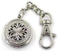 Aromatherapy Essential Oil Diffuser Perfume Floating Charm Magnetic Closure Locket Pendant Key Ring Keychain with Clip Hook Hung on Handbag Backpack Comes with 6 Color Refill Pads (crystal -11)