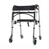 Luckya Walker Elderly Walker Rehabilitation Four Wheel Can Push The Walker and Hand Brake Adjustable Height Non-Slip Walking Stick with Hospital