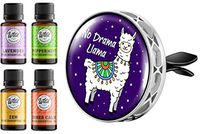 Wild Essentials No Drama Llama Enamel Aromatherapy Car Vent Air Freshener Essential Oil Diffuser With Vent Clip 8 Color Pads 100% Pure Essential Oils (Lavender, Peppermint, Inner Calm, Zen) Gift Set