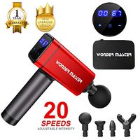 Massage Gun, Professional Handheld Deep Tissue Muscle Massager Gun Portable LCD Touch Screen 20 Speed Vibration Strength Levels Percussion Fascia Gun for Sore Muscle Relieves and Stiffne (Black & Red)