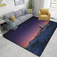 YucouHome Night Sports Door Mats Inside Non Slip, Matterhorn Peak Zermatt Switzerland Galactic View European Natural Landmark, Fashionable High Class Living Dinning Room(2'x 3') Purple Coral Beige