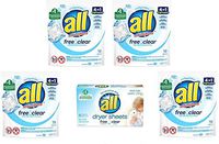 All Free and Clear Laundry Bundle Includes Pods, Dryer Sheets and Mesh Laundry Bag (76 Loads)