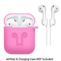 2019 AirPods Case Protective Silicone Cover and Skin + AirPod Strap for Apple (Pink)