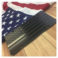 JASS GRAPHIX Hidden American Flag License Plate Matte Black on 1/8" Black Aluminum Composite Heavy Duty Tactical Patriot USA Car Tag