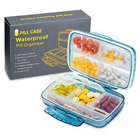 Travel Pill Organizer Moisture Proof Waterproof, Airtight Extra Large Pill Boxs and Organizer, 8 Compartments Portable Daily Pill Holder for Medicine/Vitamin/Fish Oil/Supplements (Blue)